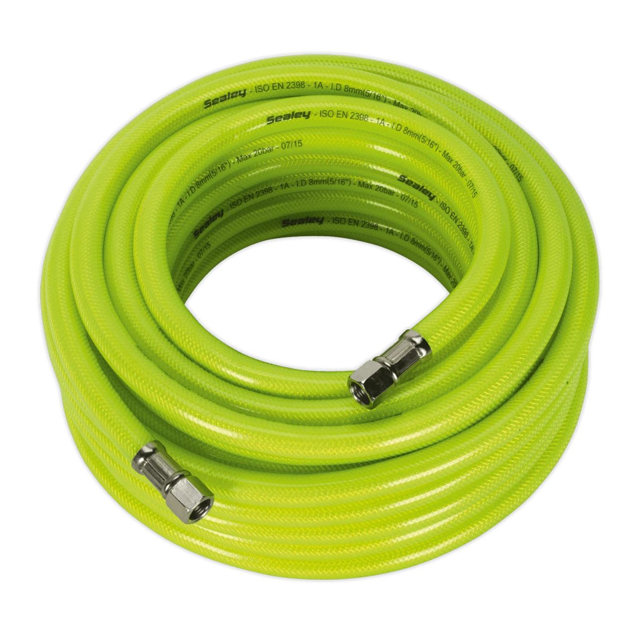 Sealey AHFC15 Air Hose High Visibility 15m X Ø8mm With 1/4"BSP Unions
