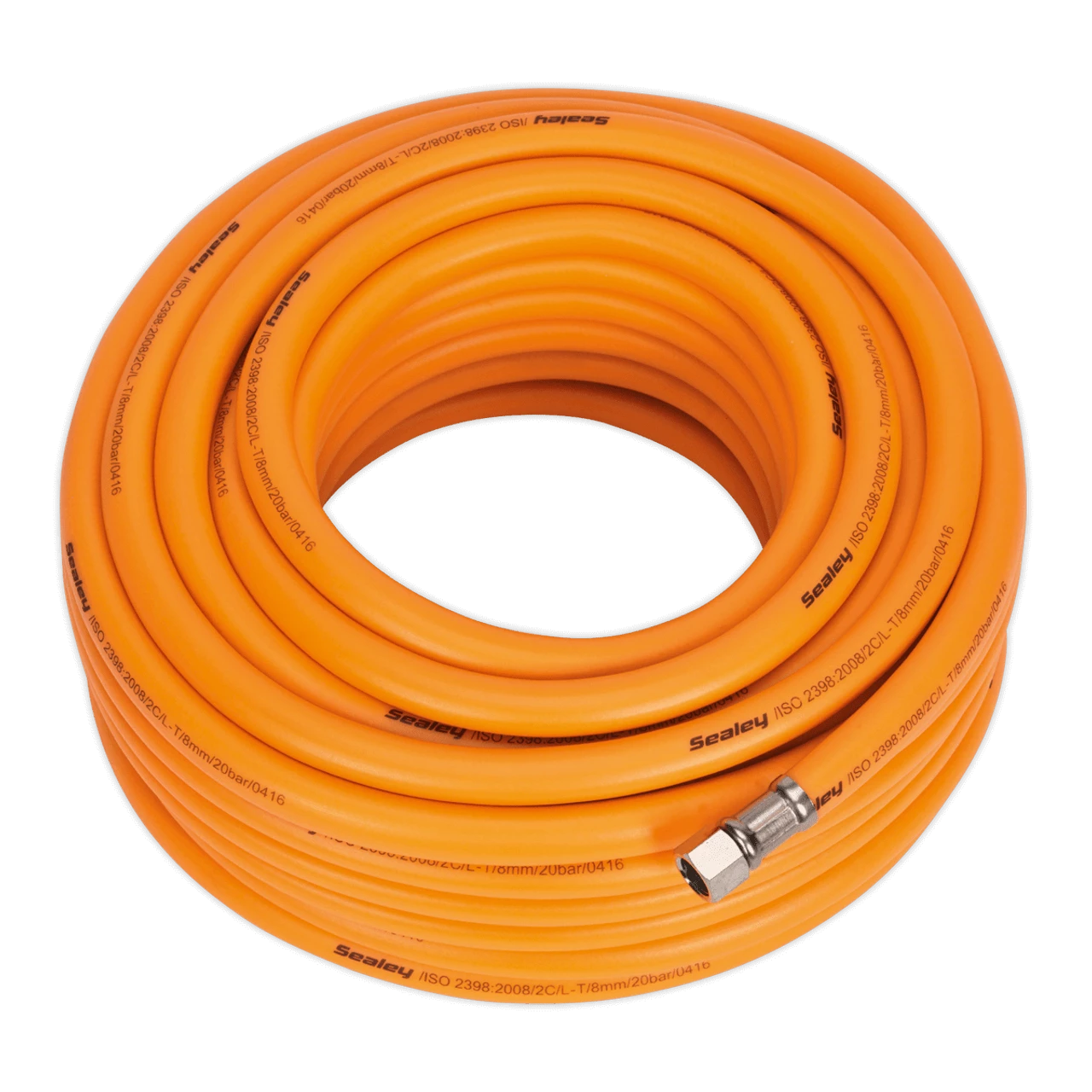 Sealey AHHC20 Air Hose 20m X Ø8mm Hybrid High Visibility With 1/4"BSP Unions