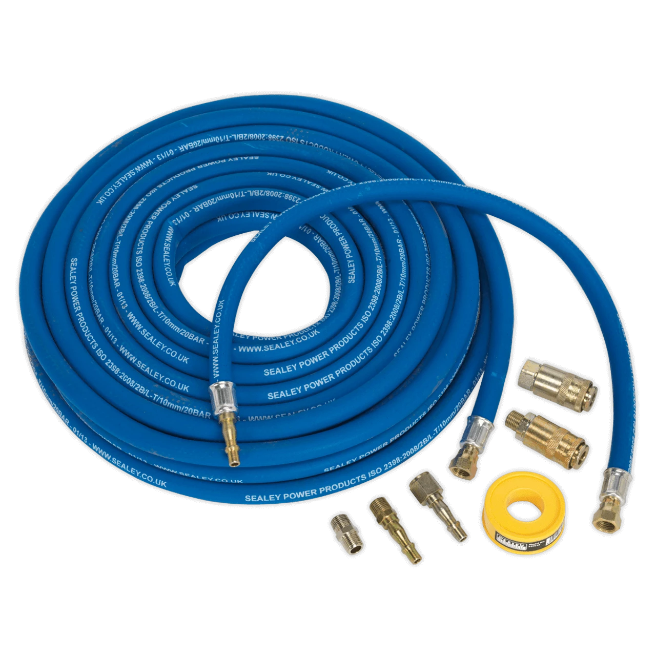 Sealey AHK02 Air Hose Kit Heavy-Duty 15m X Ø10mm With Connectors