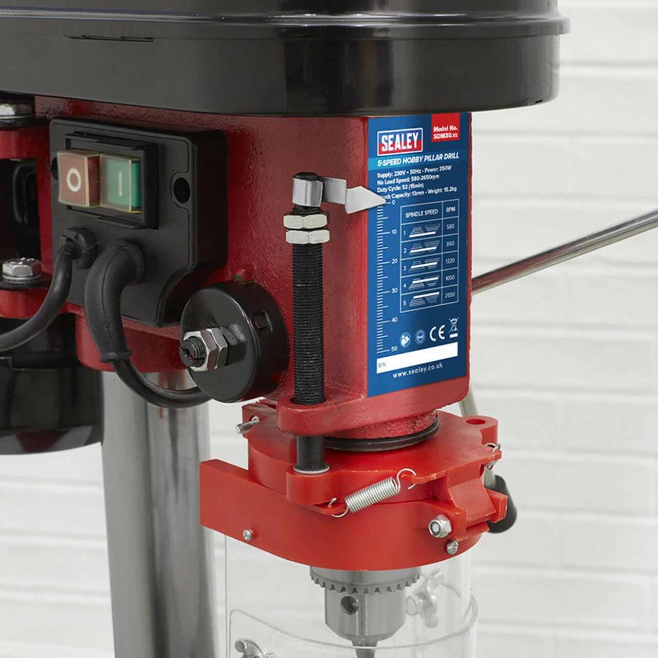 Sealey SDM30 Pillar Drill 5-Speed Hobby Model 580mm Height 350W/230V - Image 8