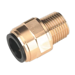 Sealey CAS15BSA Straight Adaptor 15mm X 1/2"BSPT Brass (John Guest Speedfit® - MM011504N)