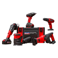 Sealey CP20VCOMBO2 20V Cordless Hammer Drill/Impact Wrench/Angle Grinder/Recipricating Saw Combo Kit
