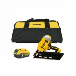 DeWalt DCN692 XR 18V BL First Fix Angled Nail Gun With 1x 5.0Ah Battery & Tool Bag