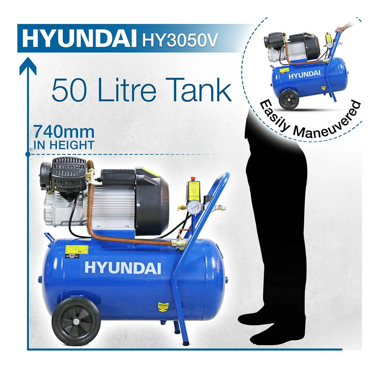 Hyundai HY3050V 50 Litre Direct Drive Air Compressor - Image 7