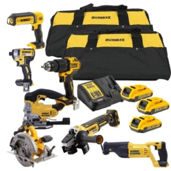 DeWalt 18V 7 Piece Power Tool Kit With 3x 2.0Ah Batteries