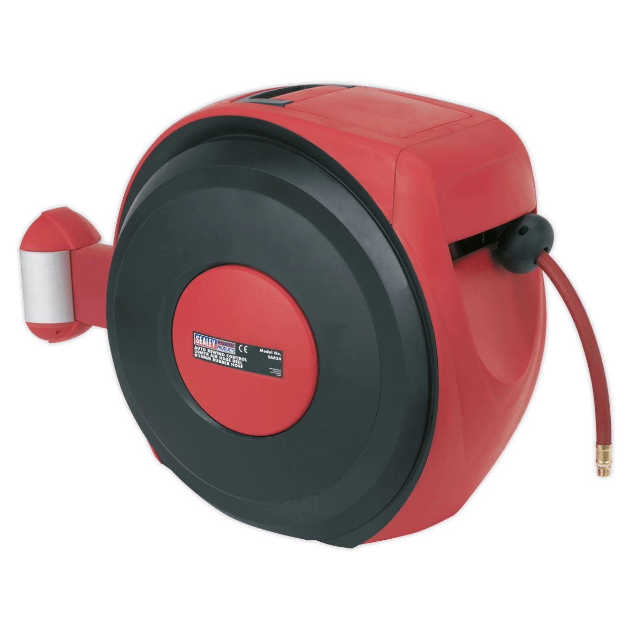 Sealey SA824 Air Hose Reel Auto-Rewind Control 30m Ø10mm ID - Rubber Hose