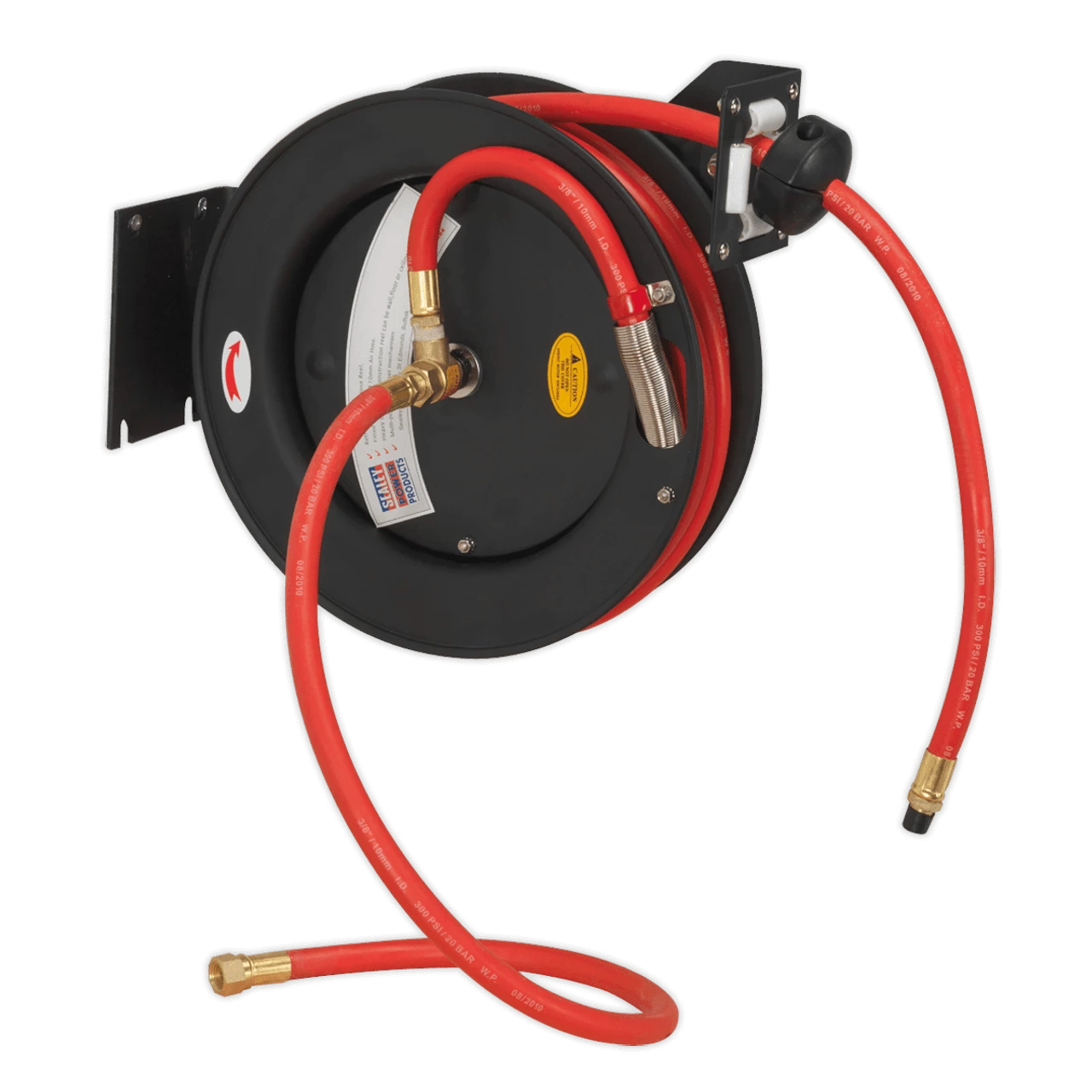 Sealey SA84 Retractable Air Hose Steel Reel 8m Ø10mm ID Rubber Hose