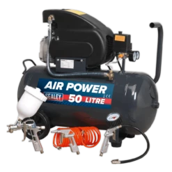 Sealey SAC5020EPK Compressor 50L Direct Drive 2hp With 4pc Air Accessory Kit