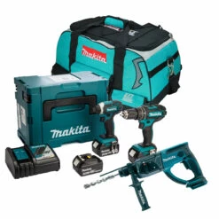 Makita 18V LXT 3 Piece Cordless Combi, Impact & SDS+ Kit With 3x 3.0Ah Batteries