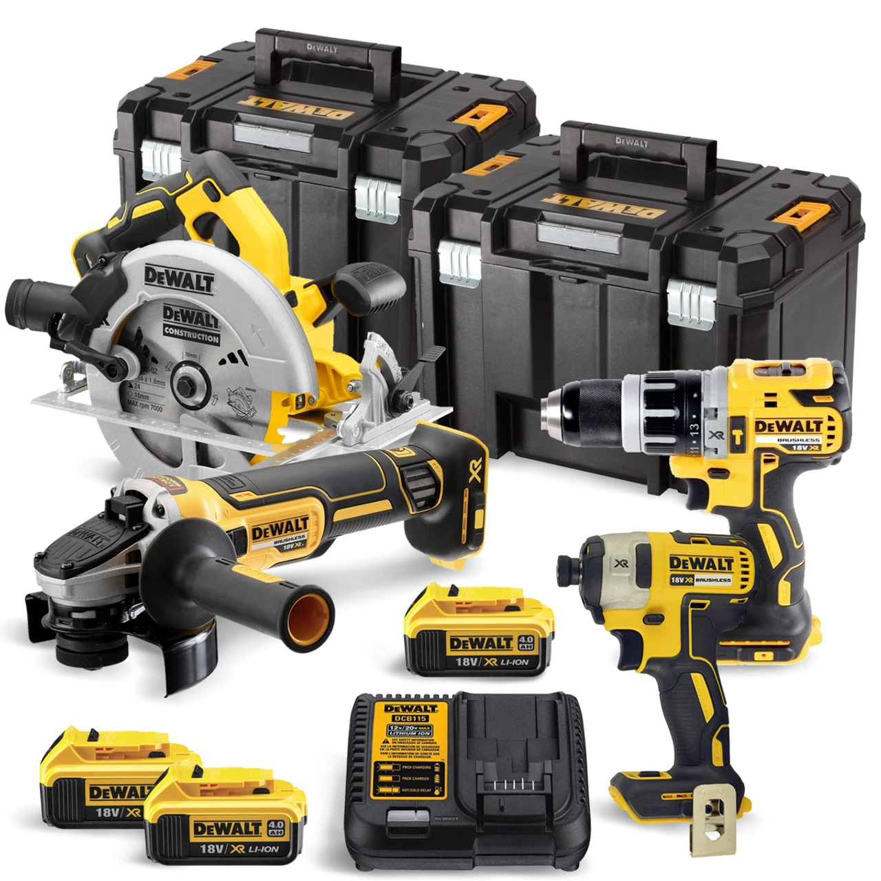 DeWalt TDKIT4x4 18V 4 Piece Kit With 3x 4.0Ah Batteries