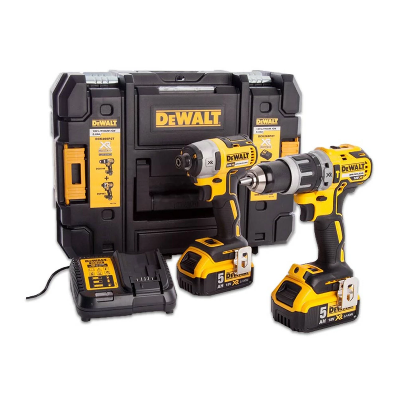 DeWalt DCK266P2T 18V XR Brushless Twin Pack With 2x 5.0Ah Batteries